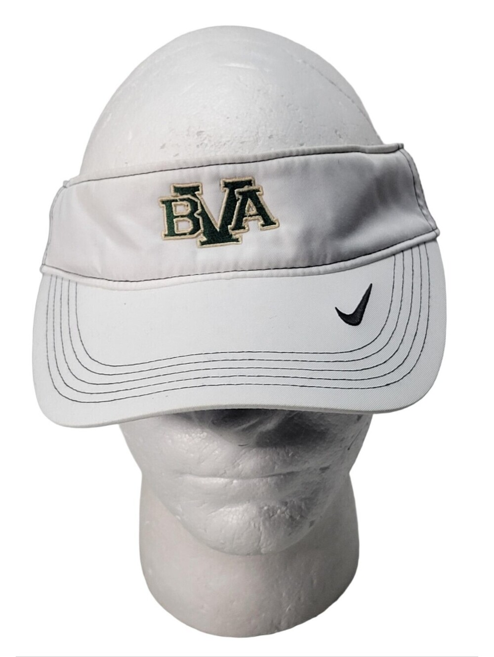 Nike White Strapback Sun Visor Hat Cap "BVA" Embroidered Front